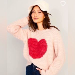 Heart Print Sweater- Old Navy- Size Medium 🩷
